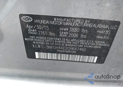 2016 Hyundai Elantra Se из США, поврежденный, VIN 5NPDH4AE2GH687460